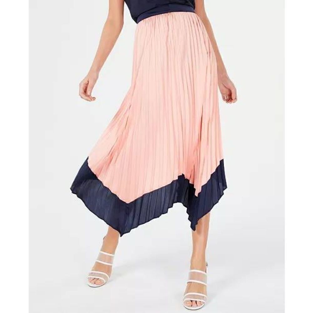 Bar III Womens Asymmetrical Pleated Midi Skirt 10